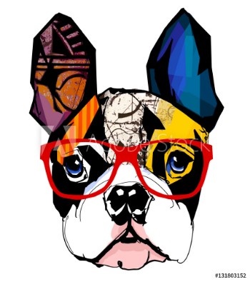 Picture of Portrait of french bulldog wearing sunglasses